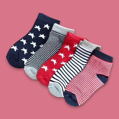 Image of Kid's Socks for Boys and Girls - Made with Soft & Breathable Cotton with Antibacterial Wash, Pack Of 5, Suitable for all day long use