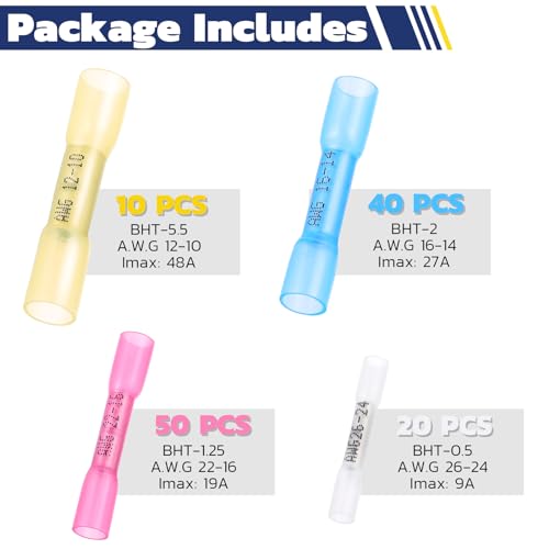 image for haisstronica 120PCS Heat Shrink Butt Wire Connectors,Waterproof Insula
