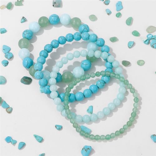 4pcs beaded bracelets for women,natural healing crystal gems bracelet,anxiety stress relief bracelet handmade purple jewelry gifts for women