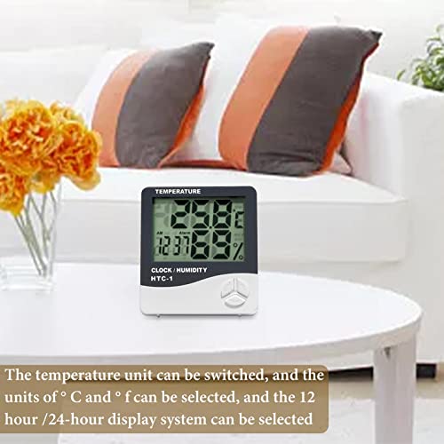 Glueckind Clock With Indoor Temperature And Humidity,Self-Setting Digital Wall Clock Or Desk Clock,Battery Operated Alarm Days Digital Clock Large Display For Seniors #TOP2