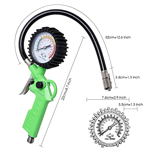 Dotool Tire Inflator With Pressure Gauge 100 Psi With Gauge And Longer Rubber Hose #TOP2