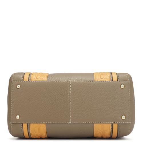Image of Da Milano Leather Satchel Bag for Women - Greyish Taupe