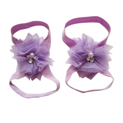 10pairs Girl's Chiffon Barefoot Sandals with Flower Design for Boy Girl Soft Comfortable Foot Flowers for Summer Outfits3