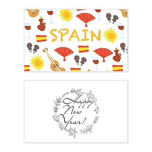 Tarjeta de felicitación de año nuevo con bendición musical y recuerdo flamenco
