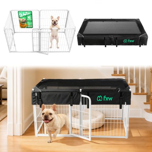 Image of FXW Homeplus Indoor Dog Playpen with Mesh Top Cover, 24 inch H, 6 Panels