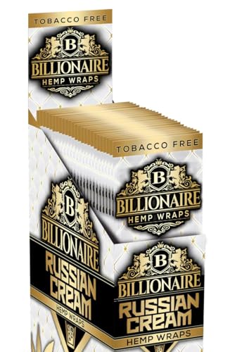 Billionaire Wraps - Russian Cream - 2 Wraps per Pack - 25 Pack - 50 Wraps total incl. Frugal Smoker Sticker