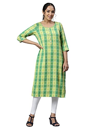 Image of Aurelia Women's Cotton Blend Regular Fit Geometric Print Kurta