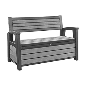 Keter Hudson 60 Gallon Plastic Resin Weather Resistant Outdoor Backyard Patio Storage Bench Deck Box, Grey Keter Hudson 60 Gallon Plastic Resin Weather Resistant Outdoor Backyard Patio Storage Bench Deck Box Grey