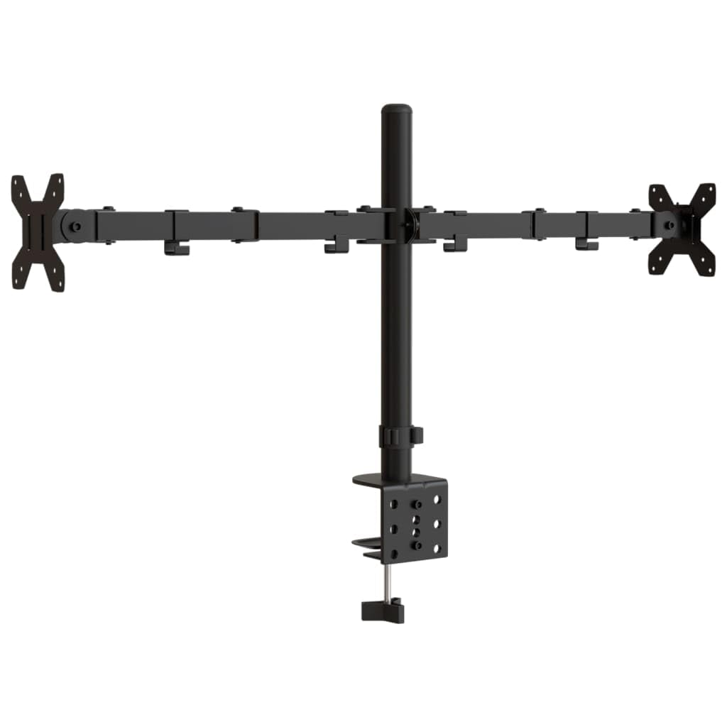 Supporto da tavolo per 2 monitor, in acciaio nero, VESA 75 100 mm, regolabile in altezza, orientabile, inclinabile, girevole, per ufficio, gaming, soggiorno