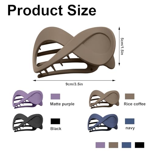 4 PCS Hair Claw Clips Black Hair Clips Large Acrylic Non slip Hair Claw Clip French Matte Hair Clips 4 Colors Hair Accessories for Girls and Women - Image 2
