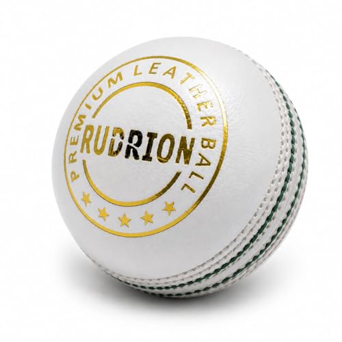 Image of Premium Leather Cricket Ball | Hand Stitched 4 Ply Leather Ball with Raised Seam for Swing & Bounce | Durable Match & Practice Ball for Club, Training & Professional Cricket (1, White)