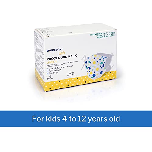 McKesson Kids' Medical Face Masks, Level 1 - Pleated with Ear Loops, Non-Sterile, Blue and Yellow Polka Dots - Fits Kids 4 to 12 Years Old, 5.5 in x 3.35 in, 75 Count, 1 Pack - image 3