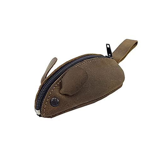 Hide-Drink-Mouse-Shaped-Coin-Pouch-Change-Pouch-Pocket-Case-for-Coins-Travel-Accessory-Full-Grain-Leather-Handmade-Bourbon-Brown