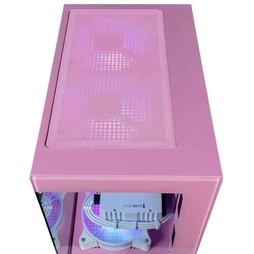 Image of ViprTech Stryker 1.0 Gaming PC - AMD Ryzen 7 (4.1GHz Turbo), RX 580 8GB, 16GB DDR4 RAM, 500GB SSD, 700W PSU, WiFi BT, Win 11 Pro, RGB, Desktop Computer Prebuilt, Pink