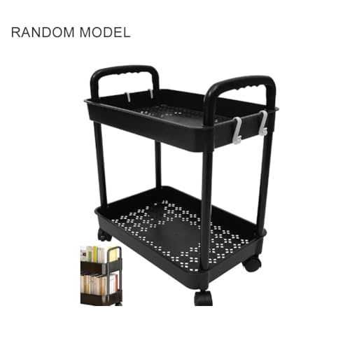 Chariot de rangement multifonctionnel avec roues et double plateau - 3