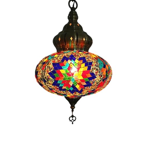 Lanterne de style vintage avec mosaïque turque et verre coloré fait main