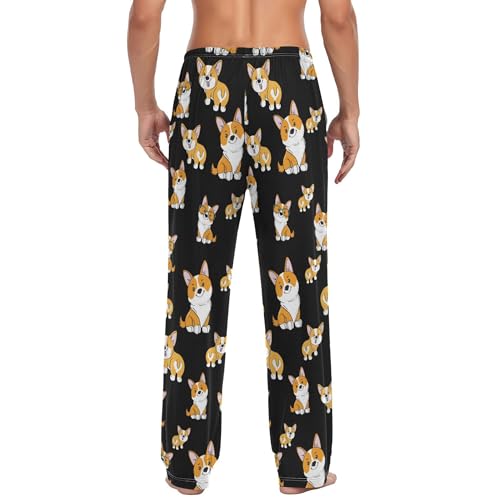 Corgi Men's Straight-Fit Pajama Pant Jersey Sleep Pjs Bottoms with Pocket Drawstring2