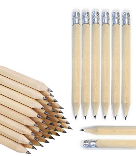 Flocoro Lot de 50 mini crayons courts avec gomme demi-crayon de golf mini crayon Cover