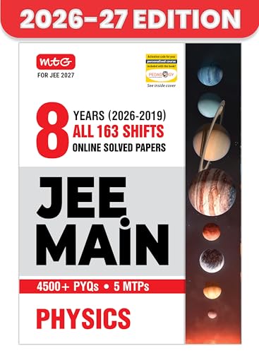 Image of MTG JEE Main 8 Years (2026-2019) PYQs Physics | All 163 Shift Previous Years Solved Papers For JEE Main 2027 Exams | 5 Mock Test Papers
