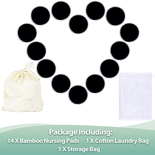 Image of wegreeco Nursing Breast Pads (14 Pack) + Laundry Bag & Travel Storage Bag, 3 Sizes: 3.9 /4.7 /5.5 inch Option - Washable & Reusable Breastfeeding Nursing Pads