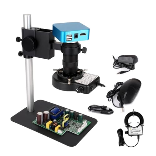 Microscope Microscope Camera 4K 48MP Industrial Monocular Microscope HDMI Camera I_MX335 CMOS Continus Zoom 56 LED Ring Light for PCB Soldering(48MP Camera A)