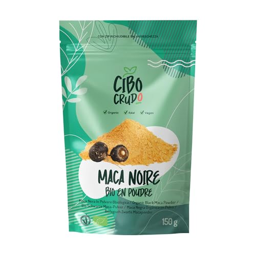 Poudre de Maca Bio - 150g. Maca Noire Bio et Pur du Pérou de Racine de Maca pour Maca Coffee. Source d'Antioxydants Vitamine C Fer Calcium et Potassium. Organic Black Maca Root Powder.