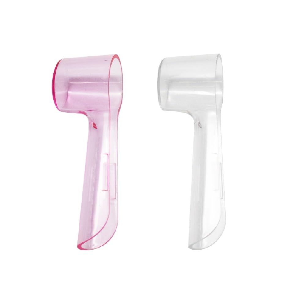 2 Pack Toothbrush Covers Compatible with Oral-B Replacement Heads Electric Toothbrush Cover Caps for Travel Home Clear Pink
