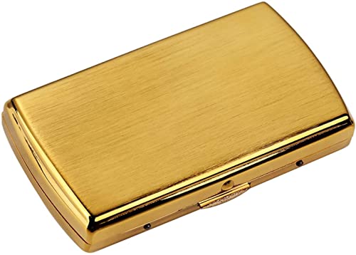BOSUGE, Mini-Zigarettenetui, Zigarettenetui for Herren, vergoldete und gebürstete Oberfläche, langlebige Knöpfe, gehärtet ohne Anti-Rotations-Schaft, kann 12 Zigaretten halten, for Raucher (Größe: 9,3