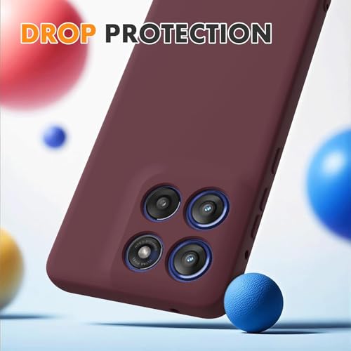 Image of DIZORO Microfiber Candy Case for Motorola Edge 60 Pro 5G Smooth Touch Cushion Liquid Soft Silicone Gel Rubber Phone Cases Non-Slip Full Body Protective Shockproof Back Cover - Wine