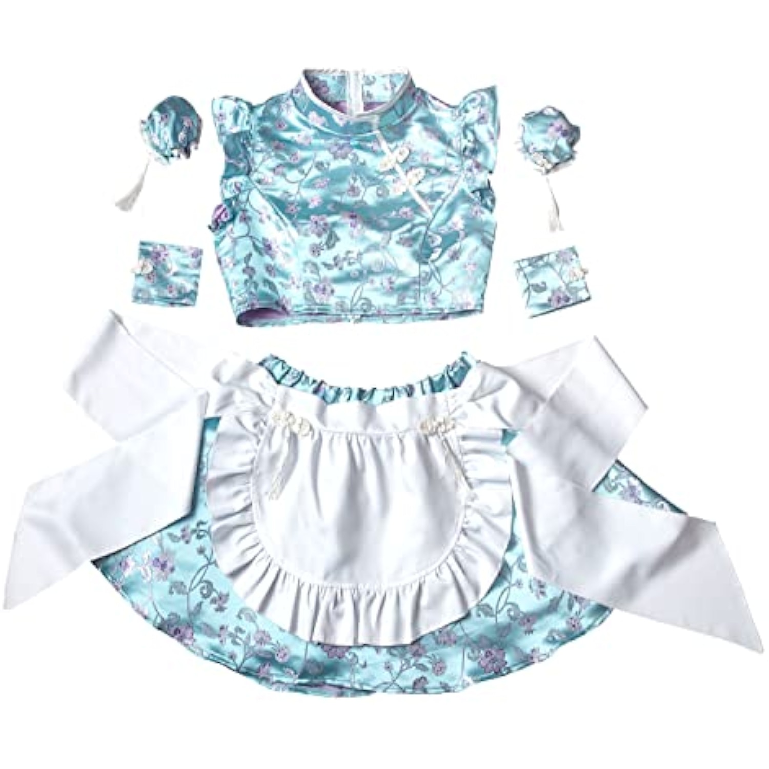 クリアストーン(Clearstone) リリカルパレット コスプレ ハロウィン 水色チャイナメイド レディース ブルー 詳細画像2