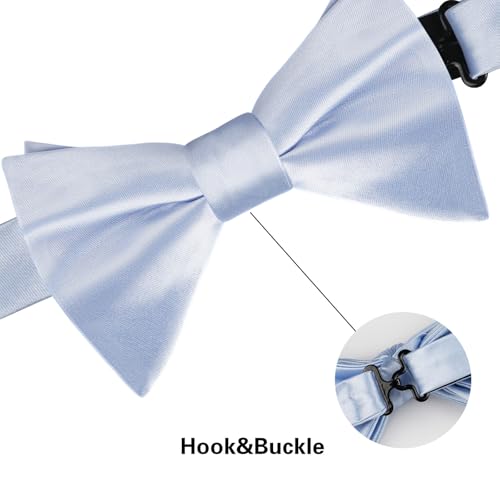 Image of Alizeal Mens 4pcs Formal Solid Bow Tie Set | Pre-tied Pocket Square Cufflinks Boutonniere for Wedding Everyday Use