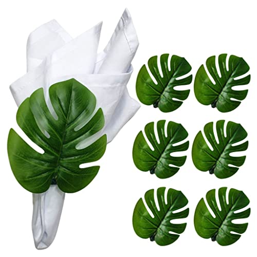 Maison Charlô,Set mit 6 grünen Blättern Serviettenringen,Serviettenringhalter für formelle,legere Tischdekoration,Thanksgiving, Weihnachten, alltägliche Versammlungen,Monstera Green Cover