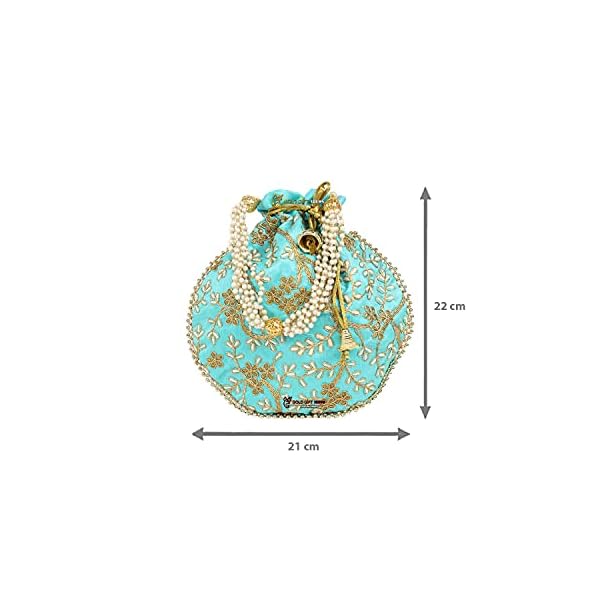 GoldGiftIdeas Wristlets Ethnic Potli Bags for Women, Return Gifts, Rajasthani Style Royal Clutch, Silk Potli Purse for Gifting - Image 4