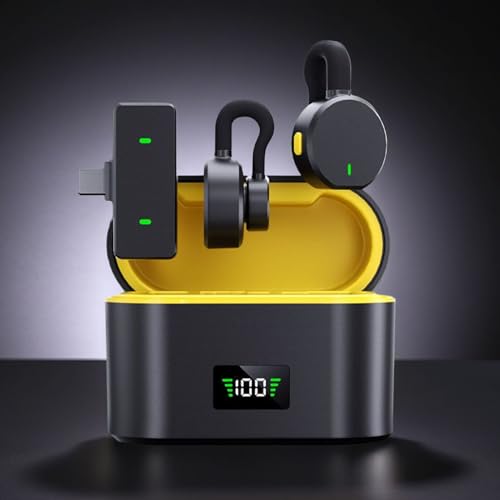Micrófono de solapa inalámbrico con funda de carga y receptor Plug Play para audio móvil 3
