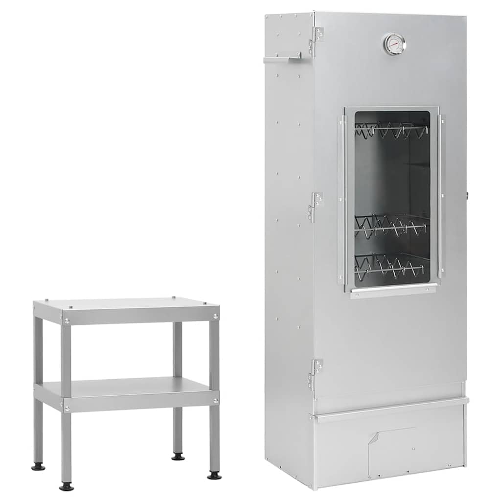 Fumador de horno de barbacoa con mesa de acero galvanizado para fumar, carne, pescado, queso -A