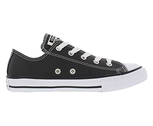 Image of CONVERSE Kid's Chuck Taylor All Star Leather OX Fashion Sneaker Shoe - Black /White