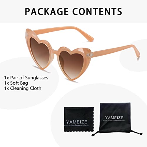 YAMEIZE Vintage Love Heart Shape Sunglasses - Mod Style Cat Eye UV400 Protection Glasses for Women3