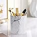 WAVEYU Pen Holder, Cup for Desk Marble Pattern Pencil Holder for Adults Kids Luxury Leather Desk Organizer Makeup Brush Holder for Office, Classroom, Home, Marble
