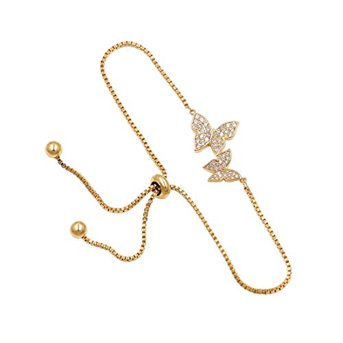 WeimanJewelry Love Gift Cubic Zirconia CZ Bridal Butterfly Adjustable Bracelet for Women