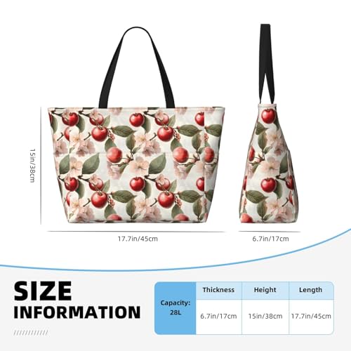 Large Beach Bags for Women Sandproof - Pink Flower Cherry Print Summer Travel Work Tote Bags with Zipper2