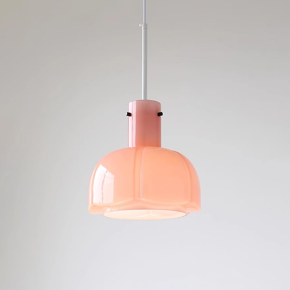 HXYSXHJUO Glass Pendant Light Nordic Flower Hanging Lamp 10.2in Small Chandelier Geometric Lights Kitchen Island Lighting Fixture E27 Droplight for Dining Table Bedroom