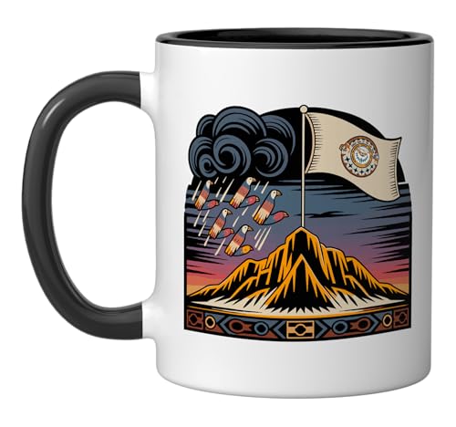 Taza cerámica Zuni Tribe Flag blanco y negro miniatura 1
