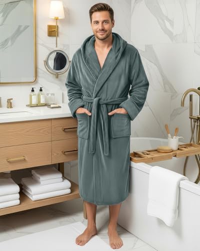 Image of NY Threads Mens Hooded Robe - Plush Long Bathrobes for Men