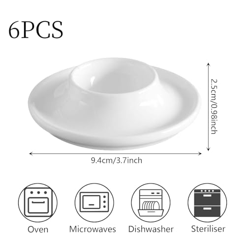 SHSHbuy Eierbecher Set,6 Stück Eierbecher Lustig,Weiss Kunststoff Eierständer mit Ablage,Egg Cups,Runde Eierbecher für Kinder,Frühstück Eierhalter Hart und Weichgekochten Eiern – Bild 3