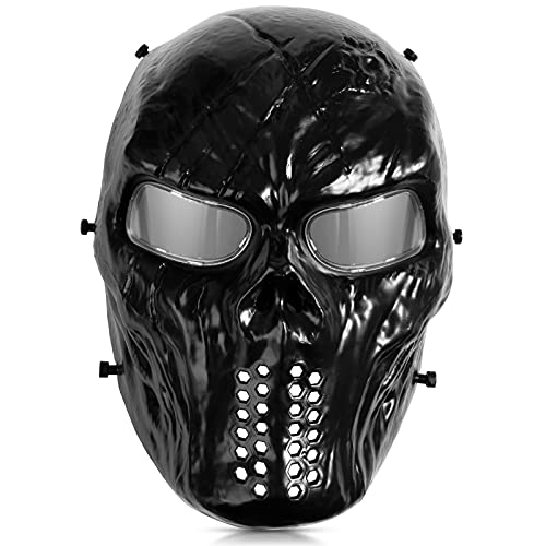 OutdoorMaster Full Face Airsoft Mask with Eye Protection Lenses - Black