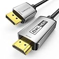 UANTIN 8K DisplayPort 1.4 to HDMI 2.1 Cable 6FT 4K 120Hz/8K 60Hz, Unidirectional DP to HDMI Adapter Cord, 32.4Gbps, HDR10, HDCP2.3, Display Port for AMD, NVIAID, Not Work with PS5/Xbox, No VRR Support