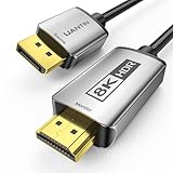 UANTIN 8K DisplayPort 1.4 to HDMI 2.1 Cable 3FT 4K 120Hz/8K 60Hz, Unidirectional DP to HDMI Adapter Cord, 32.4Gbps, HDR, HDCP2.3, Display Port for AMD, NVIDIA, Not Work with PS5/Xbox, No VRR Support