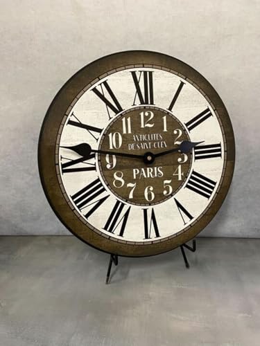 French Street Market Brown Wall Clock | Ultra Quiet Quartz Mechanism | Hand Made in USA Beautiful Crisp Lasting Color | Comes in 8 Sizes | 15-Inch