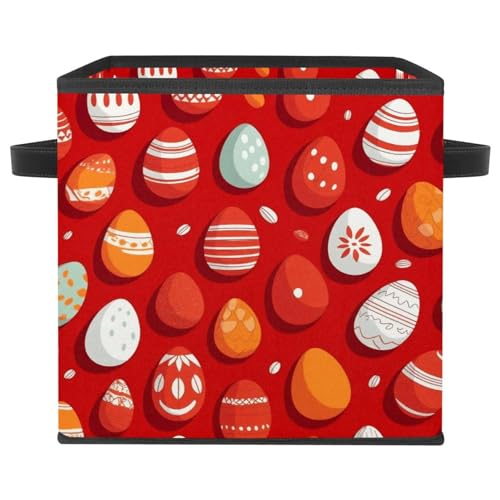 Boîte de rangement pliable rouge avec œufs de Pâques pour placard