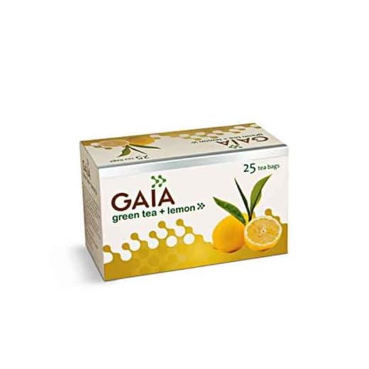 Gaia Green Tea Lemon 25 tea bags ( Pack of 2 )